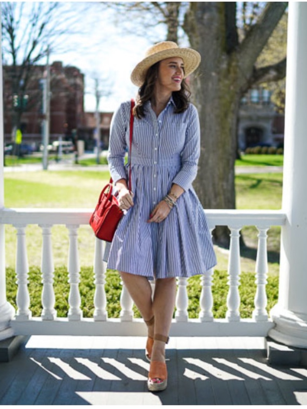Eliza J | Blue and White Striped Midi | Dress | Cotton | 2